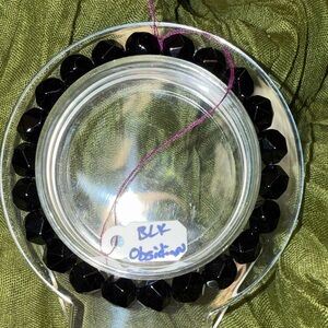 Faceted Black Obsidian Beaded Bracelet